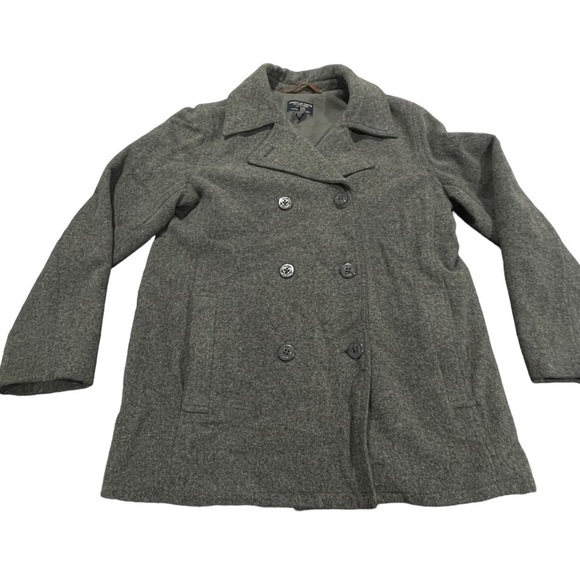 American Eagle Gray Wool Pea Coat Size Large - Picture 6 of 6